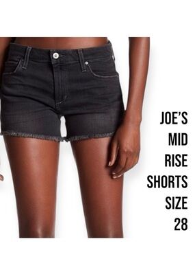 JOES JEANS CUT OFF FRAYED MIDRISE STRECH DENIM SHORT IN LISBETH BLACK SIZE 28